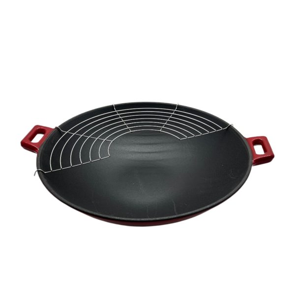 Wok en fonte avec couvercle en verre - 36cm – Image 3