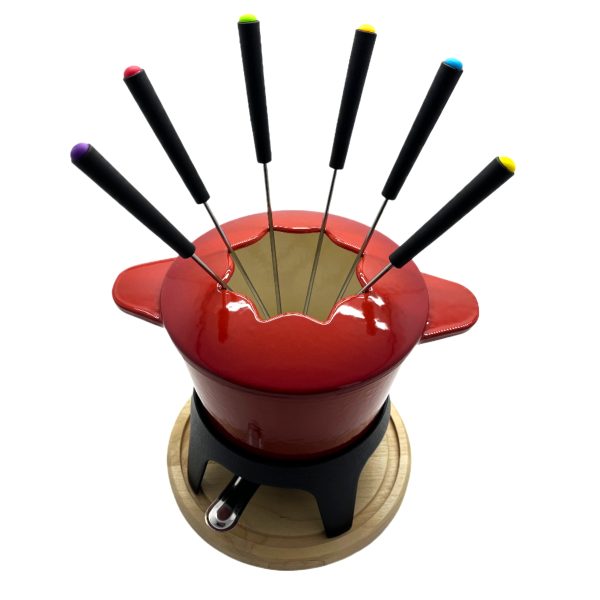 Service à fondue bourguignonne avec plateau en bois – Image 3