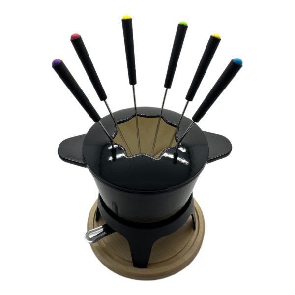 Service à fondue bourguignonne avec plateau en bois – Image 2