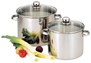 Set de 5 traiteurs en inox avec couvercles en verre - 24/26/28/30/32cm