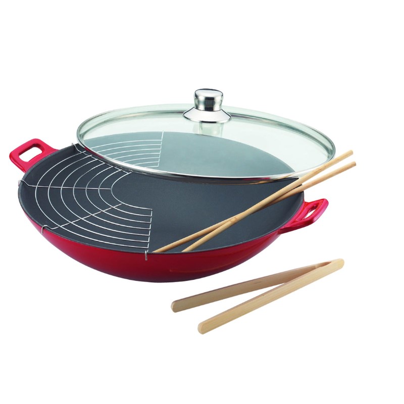 Wok en fonte rouge - Baumalu boutique