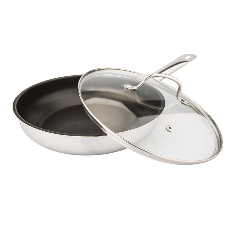 Sauteuse en Inox avec couvercle en verre D 24 cm - Poêles et casseroles -  Décomania