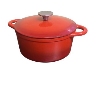 Cocotte ronde en fonte rouge