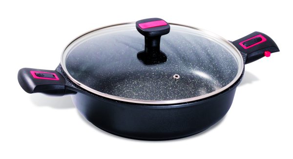 Sauteuse anti-adhésive avec couvercle & Poignée et 2 anses amovibles - Granit pro céramique