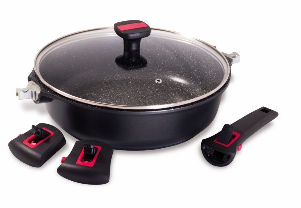 Sauteuse anti-adhésive avec couvercle & Poignée et 2 anses amovibles - Granit pro céramique – Image 3
