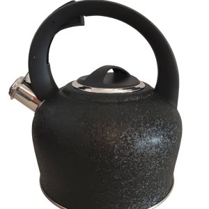 Bouilloire à sifflet inox 2,5 litres coloris noir martelée 19 x 13,5 cm
