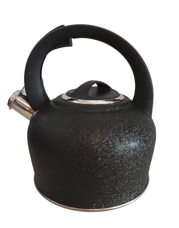 Bouilloire à sifflet inox 2,5 litres coloris noir martelée 19 x 13,5 cm