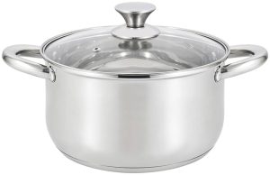 Faitout en inox avec couvercle en verre