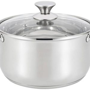 Faitout en inox avec couvercle en verre