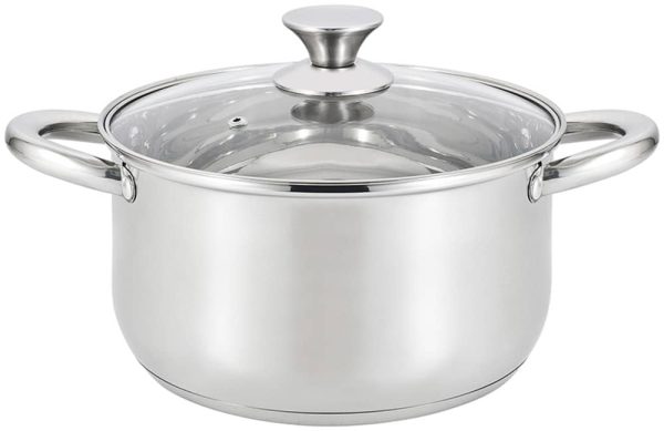 Faitout en inox avec couvercle en verre